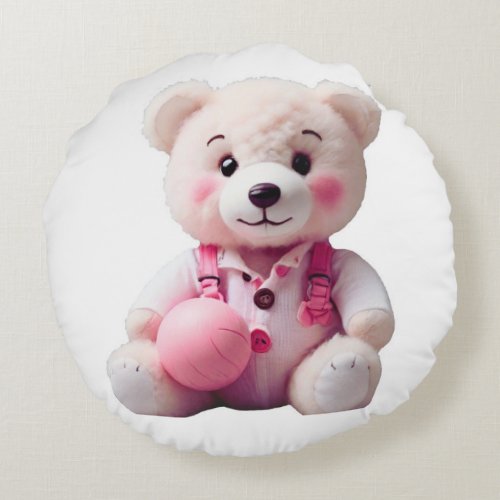 Playful Teddy Bear Pillow with Ball Design