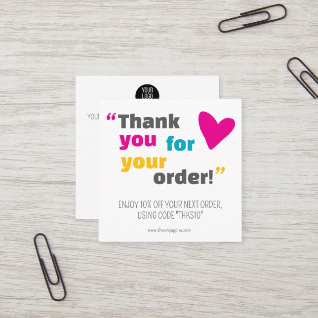 playful Thank You package insert With Logo & Offer (Front/Back In Situ)