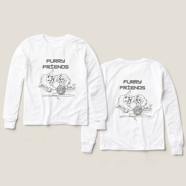 Playful Thread Tango — Two Kittens at Play Tri-Blend Shirts (Design Front & Back)