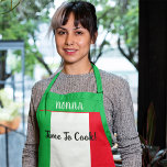 Playful Time To Cook Nonna Italian Flag Design Apron<br><div class="desc">Embrace Italian heritage with this charming apron featuring a playful Nonna design in the colors of the Italian flag. The green, white, and red flag design is paired with white Nonna text and black time to cook text, perfect for cooking enthusiasts. Ideal for Italian culture lovers or moms, grandmothers, cousins,...</div>