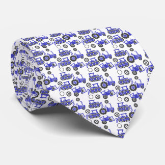 Playful Tiny Toy Blue Tractors White Neck Tie