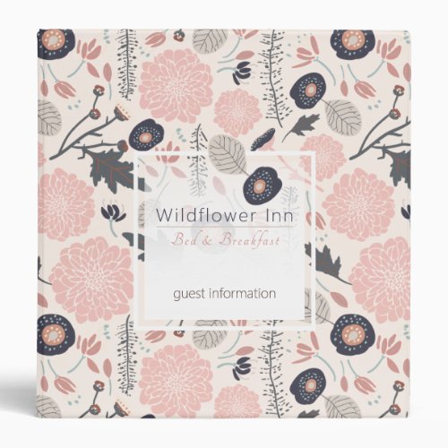 Playful Tossed Flowers Rental Guest Information 3 Ring Binder