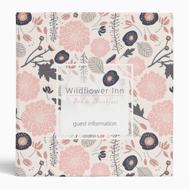 Playful Tossed Flowers Rental Guest Information 3 Ring Binder (Front)