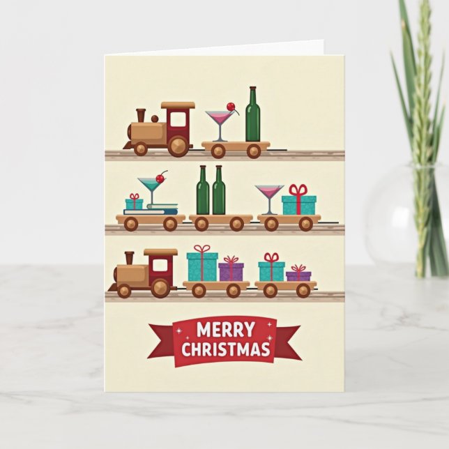 Playful Train Christmas Card (Front)