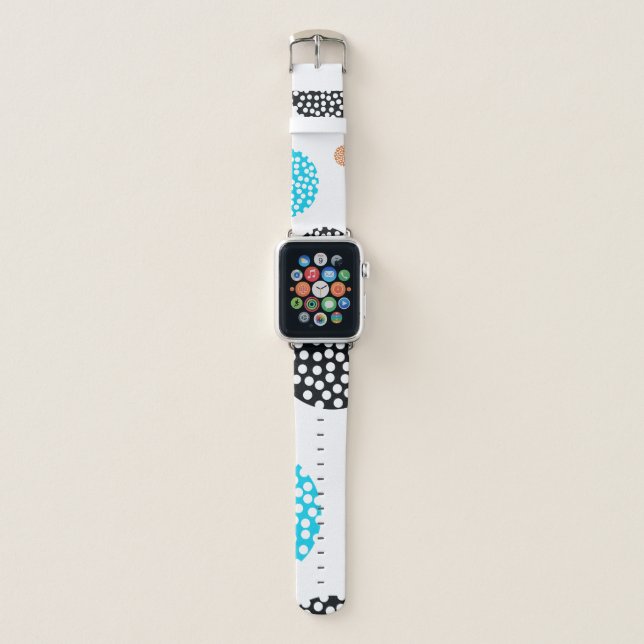 Playful, trendy, cool, fun, modern dotted circles apple watch band (Front)