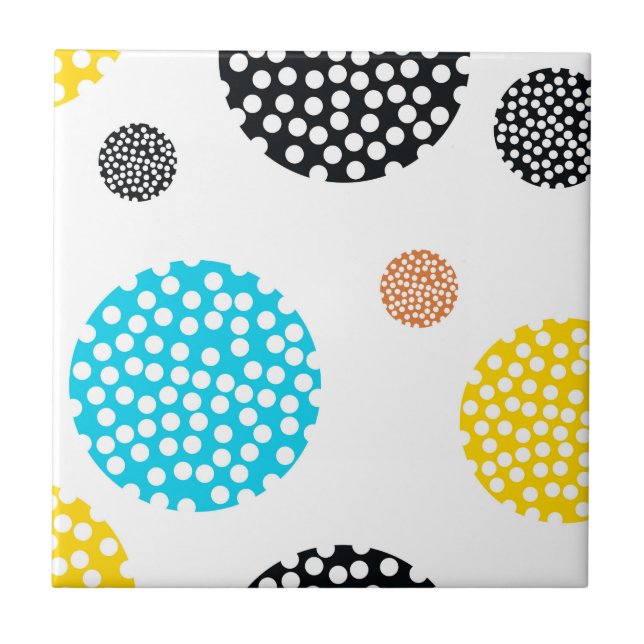 Playful, trendy, cool, fun, modern dotted circles ceramic tile (Front)