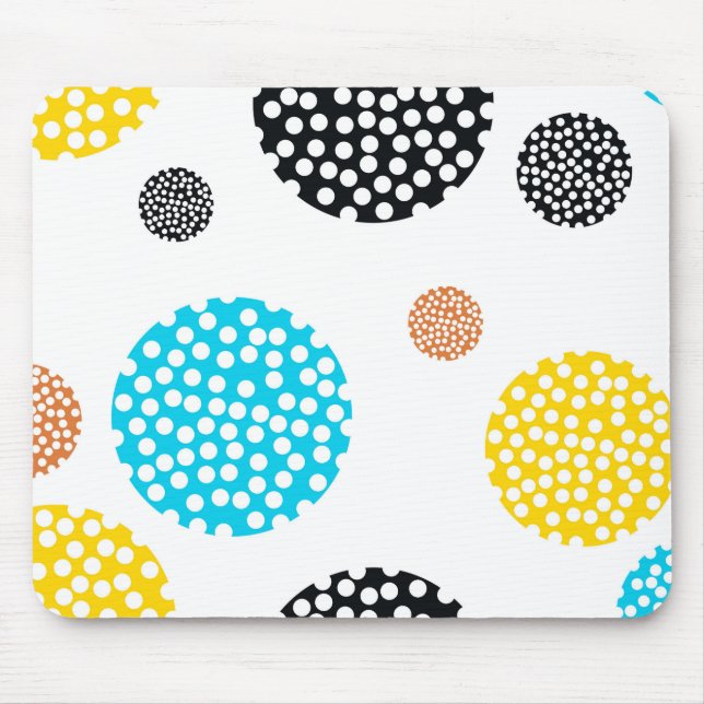 Playful, trendy, cool, fun, modern dotted circles mouse pad (Front)