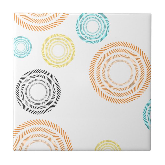 Playful, trendy, cool, modern, simple circles ceramic tile (Front)
