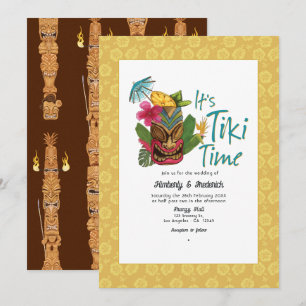 Playful Tropical Tiki Wedding Invitation