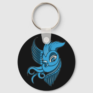 Playful Two Toned Blue Bird Keychain