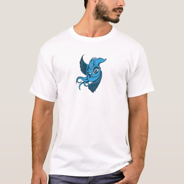 Playful Two Toned Blue Bird T-Shirt (Front)