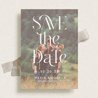 Playful Typography Wedding Photo Save the Date