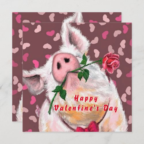 Playful Valentines Day Card Gentleman Pig