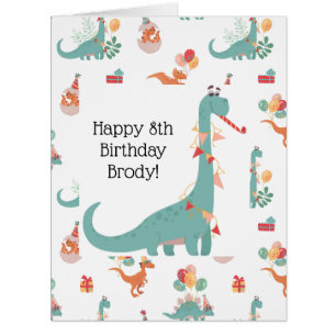 "Playful Velociraptor Birthday Card  