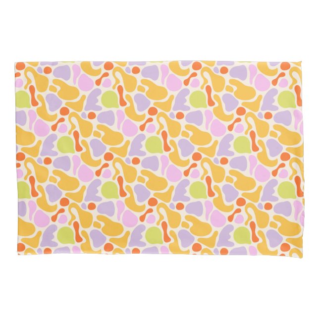 Playful vibrant and colorful blob shapes pillow case (Front)