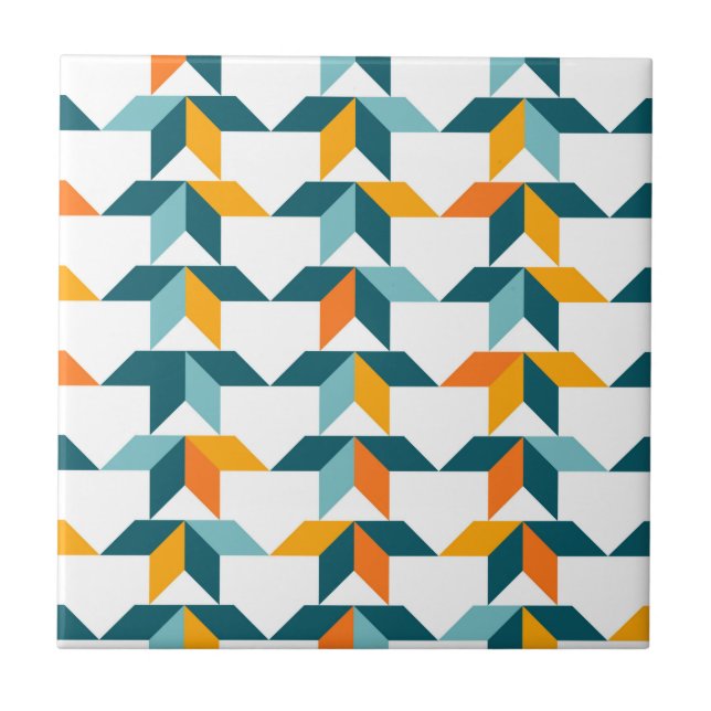 Playful, vibrant, trendy, modern geometric graphic ceramic tile (Front)