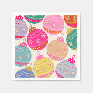 Playful Vintage Christmas Baubles Napkins