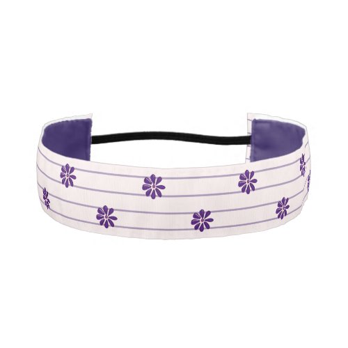 Playful Violet  Blush Stripes and Purple Flowers Athletic Headband