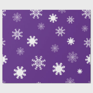 Playful Violet Monochromatic Snow Flakes Wrapping Paper