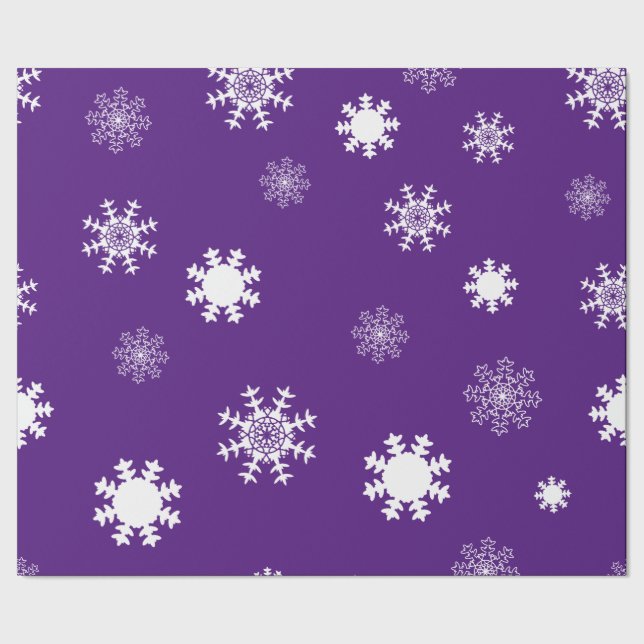 Playful Violet Monochromatic Snow Flakes Wrapping Paper (Seam)