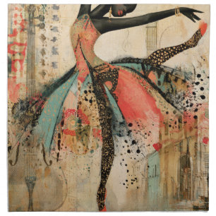 Playful Violin Music Lace Ballerina Cloth Napkin