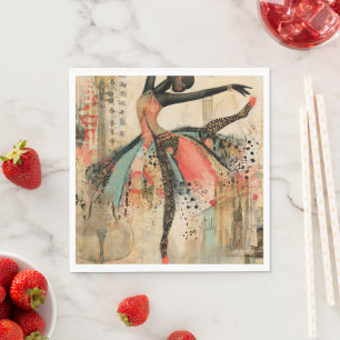 Playful Violin Music Lace Ballerina Napkins