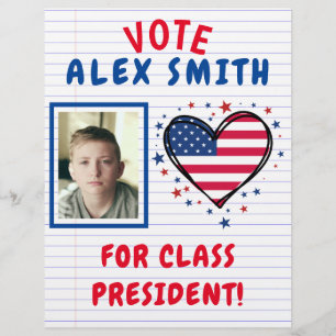Playful Vote for Class President: Red Election Flyer