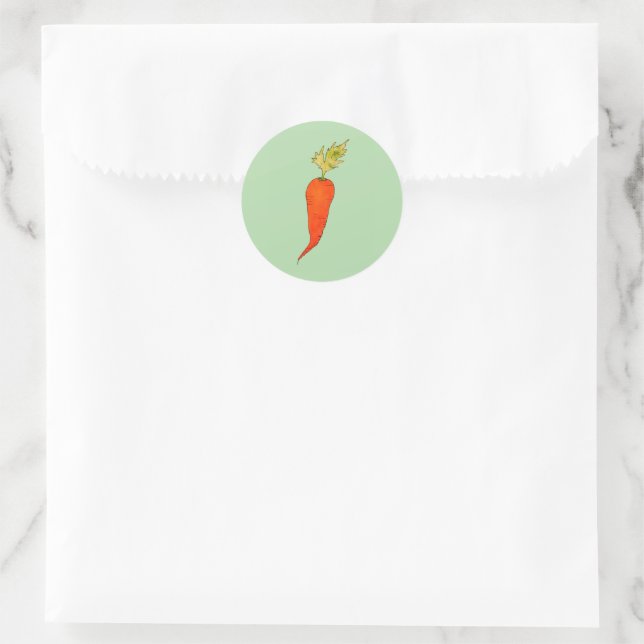 Playful Watercolor Carrot Classic Round Sticker (Bag)