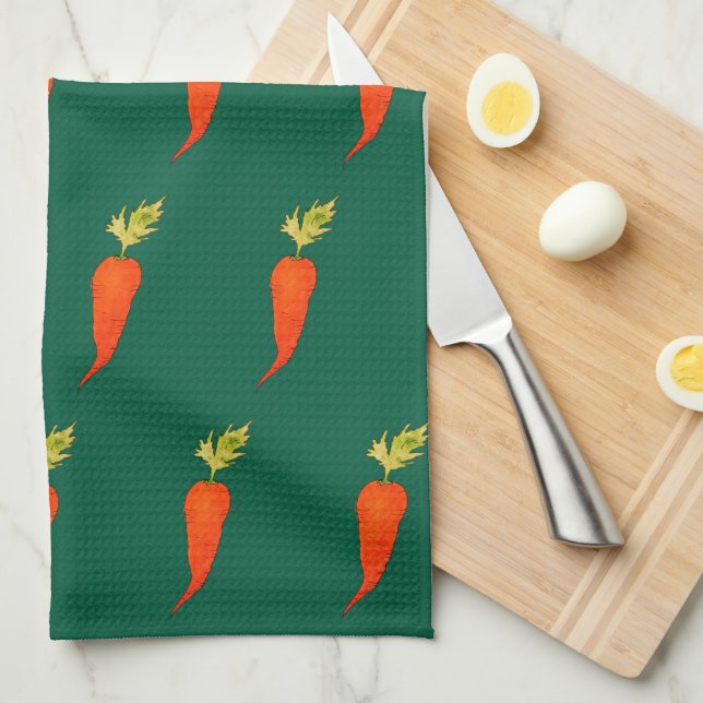 Playful Watercolor Carrot Kitchen Towel (Quarter Fold)