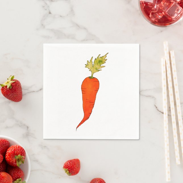 Playful Watercolor Carrot Napkins (Insitu)