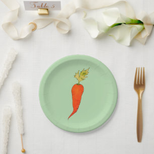 Playful Watercolor Carrot Paper Plates