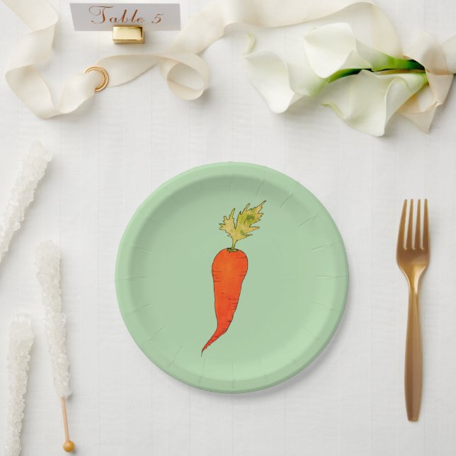 Playful Watercolor Carrot Paper Plates (Wedding)