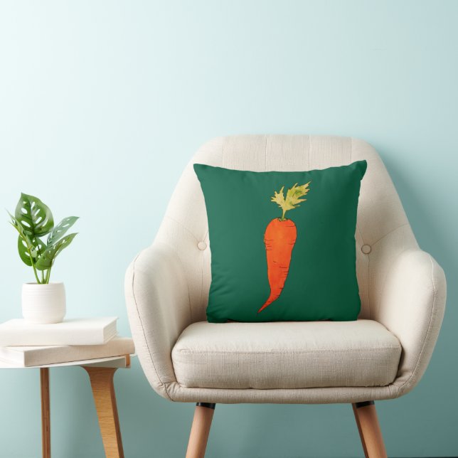 Playful Watercolor Carrot Throw Pillow (Chair)