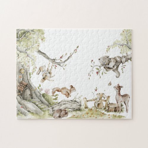 Playful Watercolor Forest Animals Puzzle