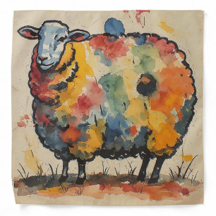 Playful Watercolor Sheep Painting Bandana