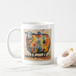 Playful Watercolor Sheep Painting Coffee Mug