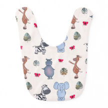 Playful Watercolour Safari Animals Baby Bib (v.1)