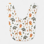 Playful Watercolour Safari Animals Baby Bib (v.2)