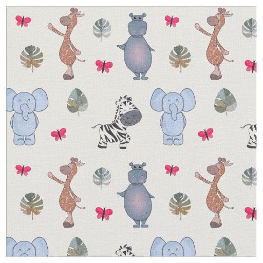 Playful Watercolour Safari Animals v.1 fabric