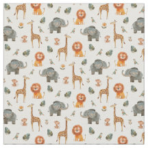 Playful Watercolour Safari Animals v.2 fabric