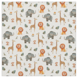 Playful Watercolour Safari Animals v.2 fabric