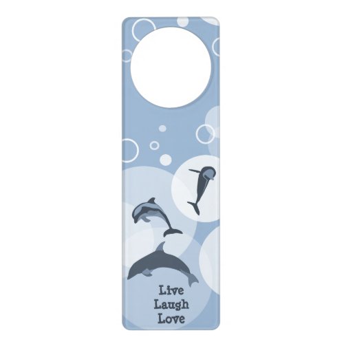 Playful Wave Jumping Dolphins Steel_Blue Door Hanger