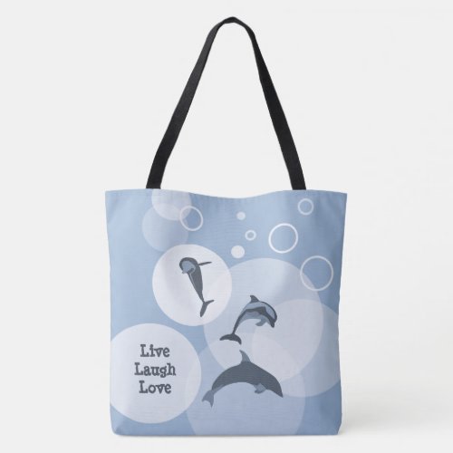 Playful Wave Jumping Dolphins Steel_Blue Tote Bag