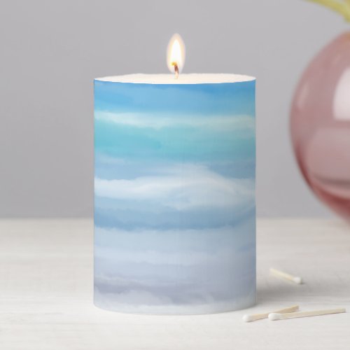 Playful Waves On A Sunny Day At The Beach Pillar Candle