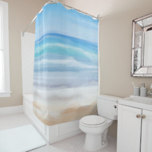 Playful Waves On A Sunny Day At The Beach Shower Curtain