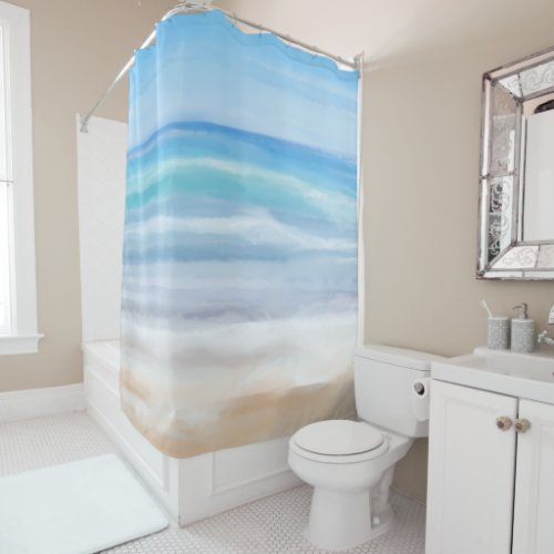 Playful Waves On A Sunny Day At The Beach Shower Curtain