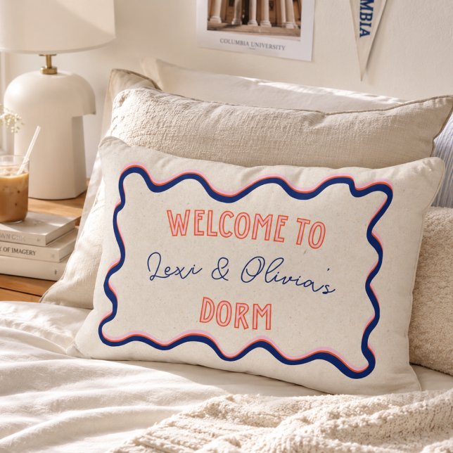 Playful Wavy Border College Roommate Dorm Accent Pillow (Playful Wavy Border College Roommate Dorm Accent Pillow)