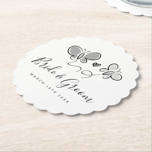 Playful wedding coasters with cute butterfly print