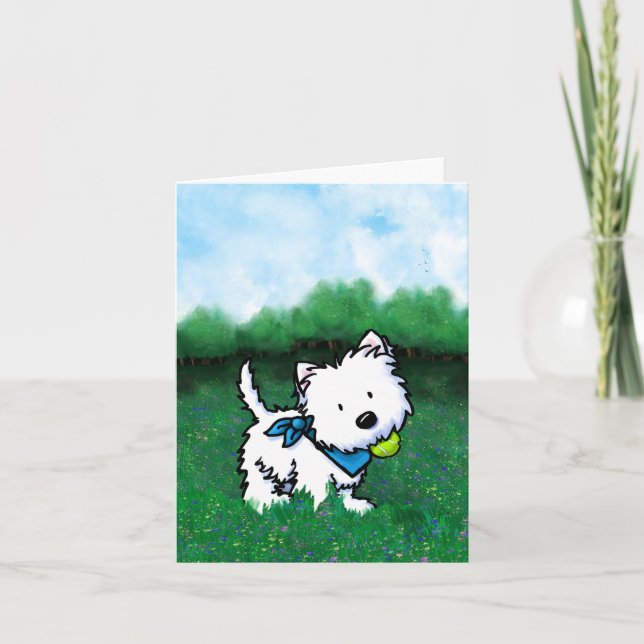 Playful Westie Park Note Card (Front)