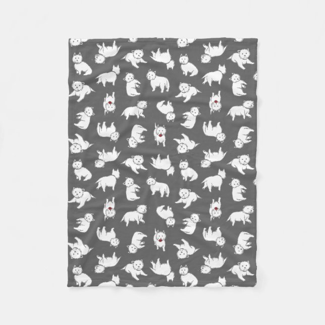 Playful Westies Fleece Blanket (Front)
